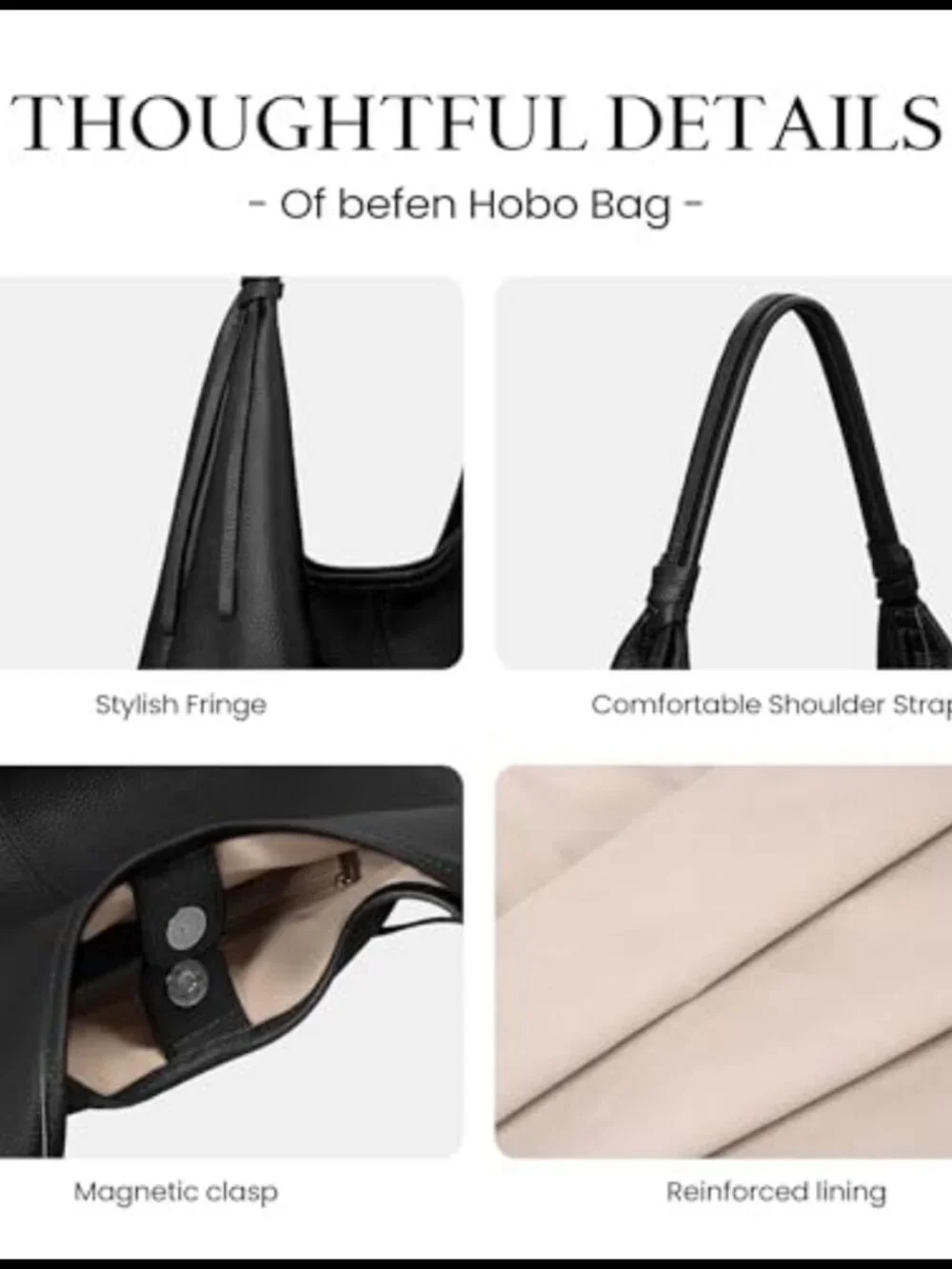 Genuine Leather Slouchy Hobo Bag Women's Casual Magnetic Closure